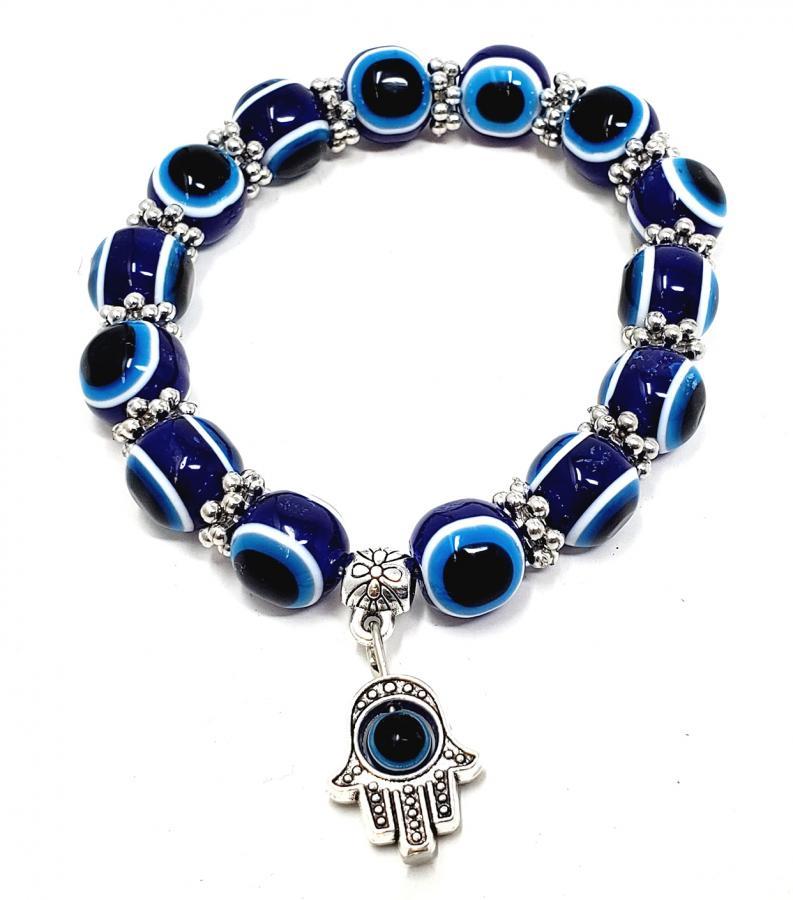 Evil Eye Beads with Hamsa Hand Charm Bracelet