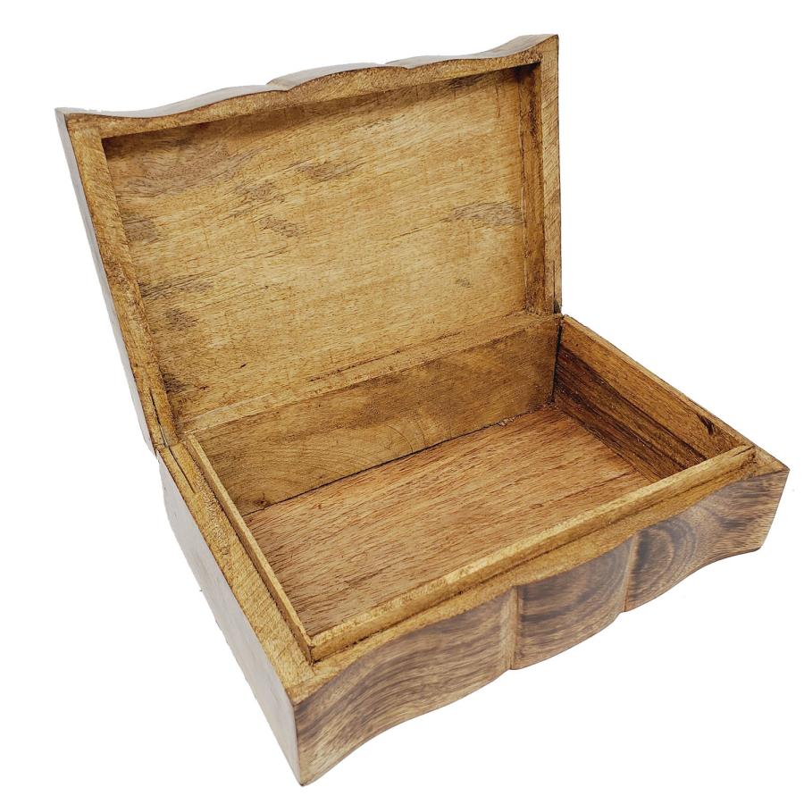 Hamsa Hand Evil Eye Carved Wood Box